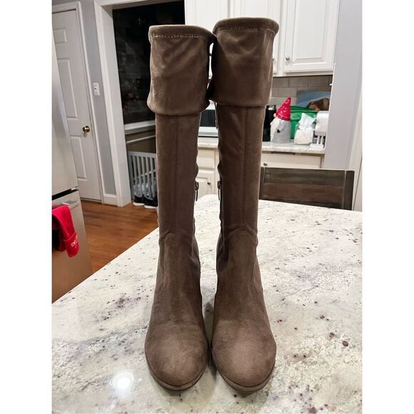 Marc Fisher Brown Faux Suede Cuff Tie Knee Boots sz 29 EUC - Picture 6 of 9